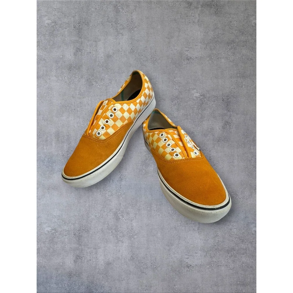 Vans Authentic ComfyCush Sneakers Mens 11.5 Orange Checkerboard Suede